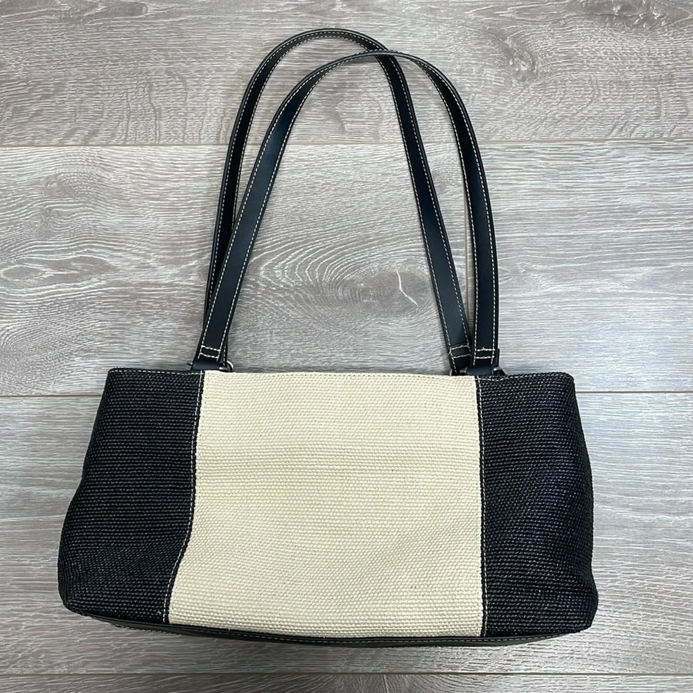 Relic Woven Handbag Vintage Black and Cream